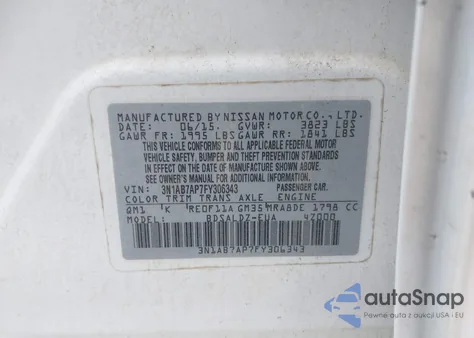 2015 Nissan Sentra Sv from USA, damaged, VIN 3N1AB7AP7FY306343
